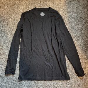 Bombas Men's Merino Wool Blend Crew Neck Long Sleeve Black T-Shirt. Size S